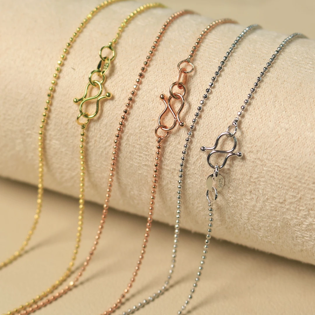 925银银制品 爆闪珠珠银项链【45cm】