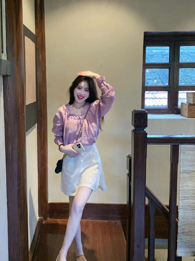 早秋时尚新款慵懒风气质轻奢高级小众女装显瘦上衣休闲百搭短裙