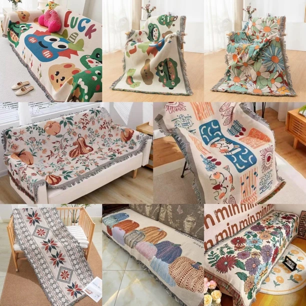 【随机沙发垫】居家好物田园风沙发巾可铺可盖家居休闲毯75×170