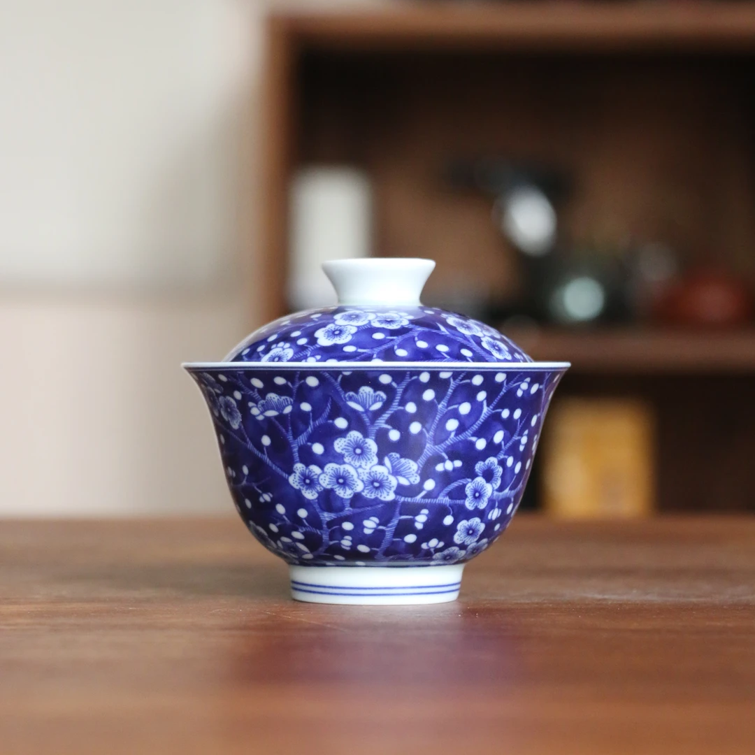 青花冰梅-盖碗100cc