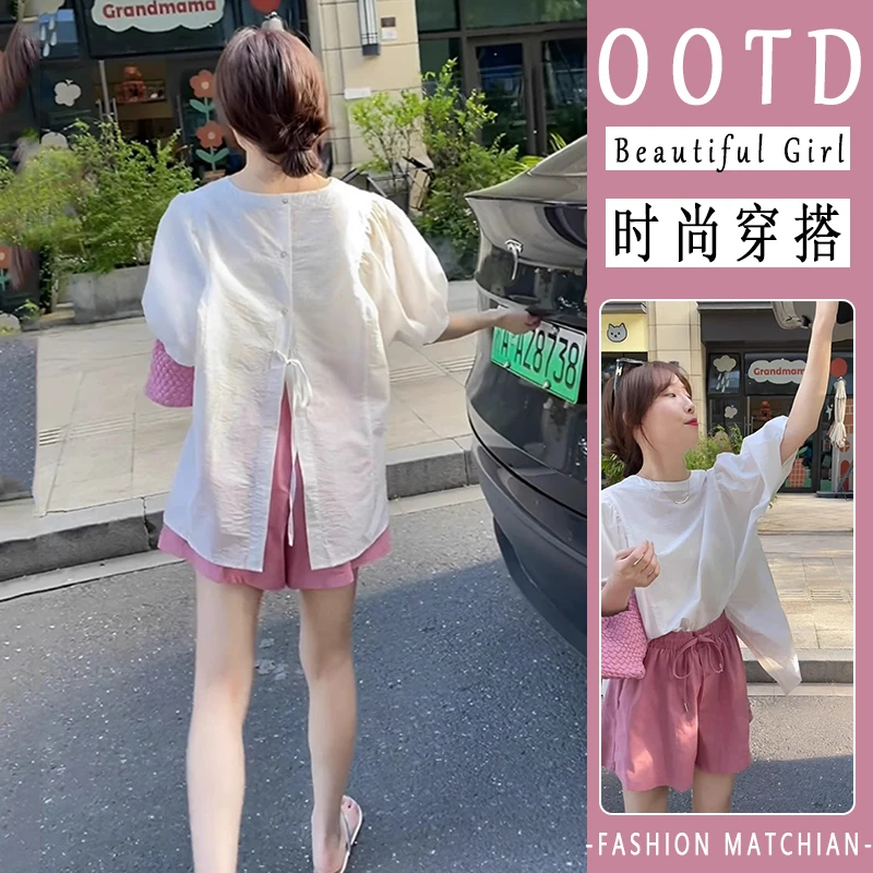 冷淡系独特别致套装别致设计感绝美上衣女显瘦休闲短裤减龄两件套