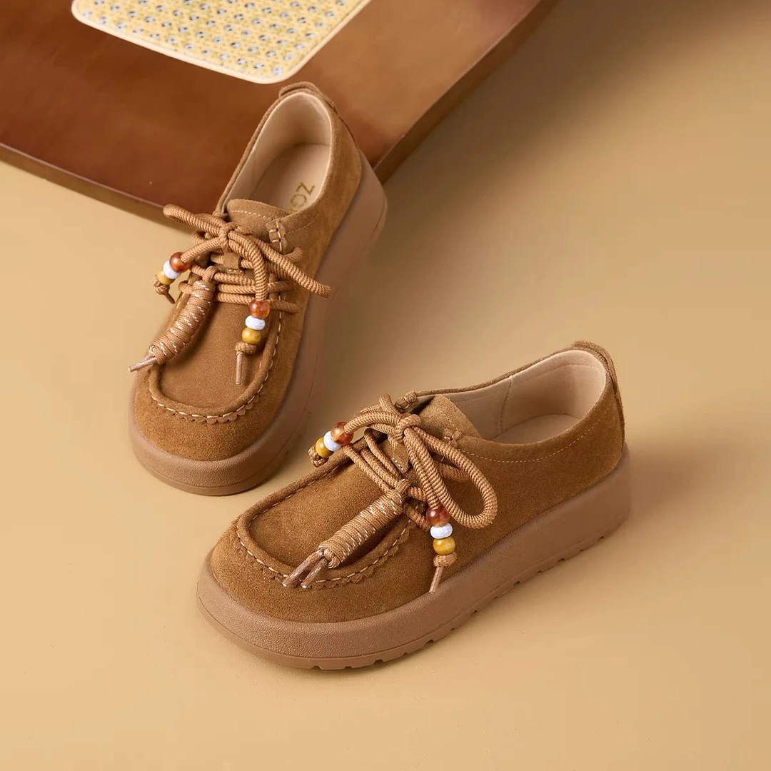 C8851  焦糖色 2025新款复古一脚蹬厚底博肯单鞋