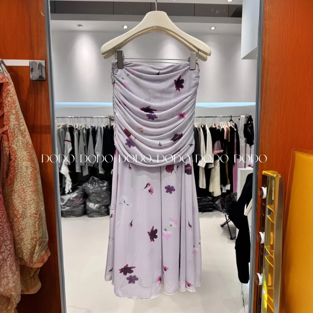 5868深圳南油设计感褶皱网纱花朵半裙