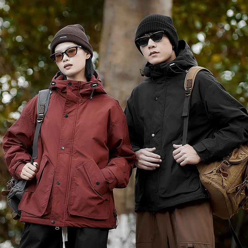 防水加绒加厚外套休闲宽松秋冬保暖夹克男士男装外套8013S