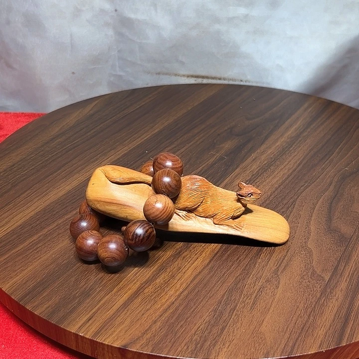四***茶柏木（崖柏）崖柏手工雕刻小老鼠