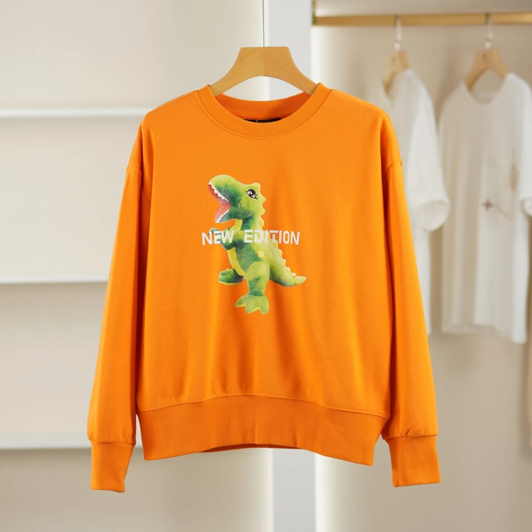 麦迪尚品【白LY】50424125棉简约圆领长袖卫衣女春季品牌撤柜