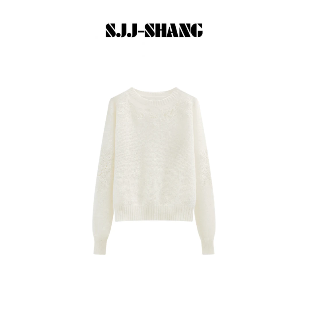 SJJ-SHANG【提花】进口超幼马海毛羊毛钩花针织毛衣上衣q135992p