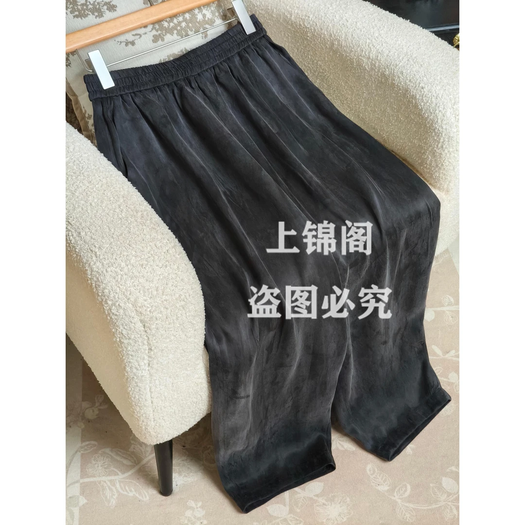 912新中式挂霜松紧腰花苞裤时尚休闲百搭舒适中国风夏季女裤-90