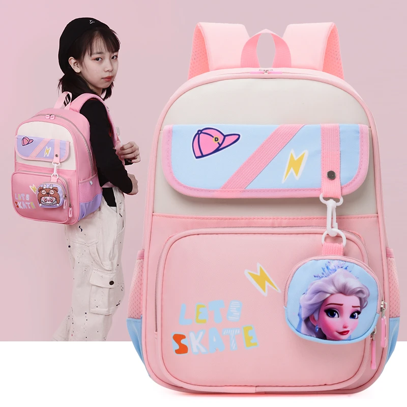 爱莎公主书包女生小学生一二三年级可爱卡通男童蜘蛛侠超轻便背包