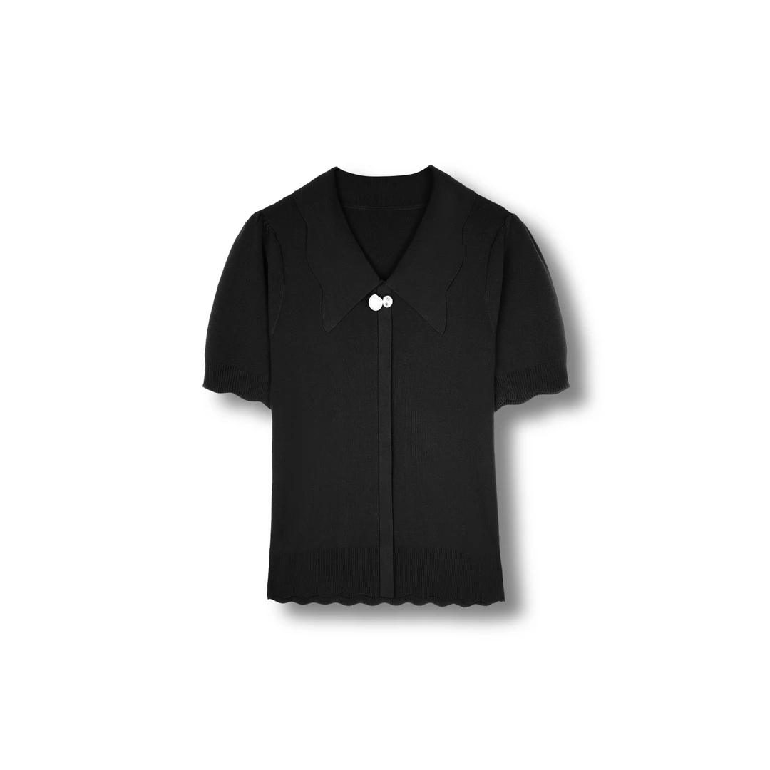 25ss夏季新款黑色柔软亲肤POLO针织衫【D2502】【297】