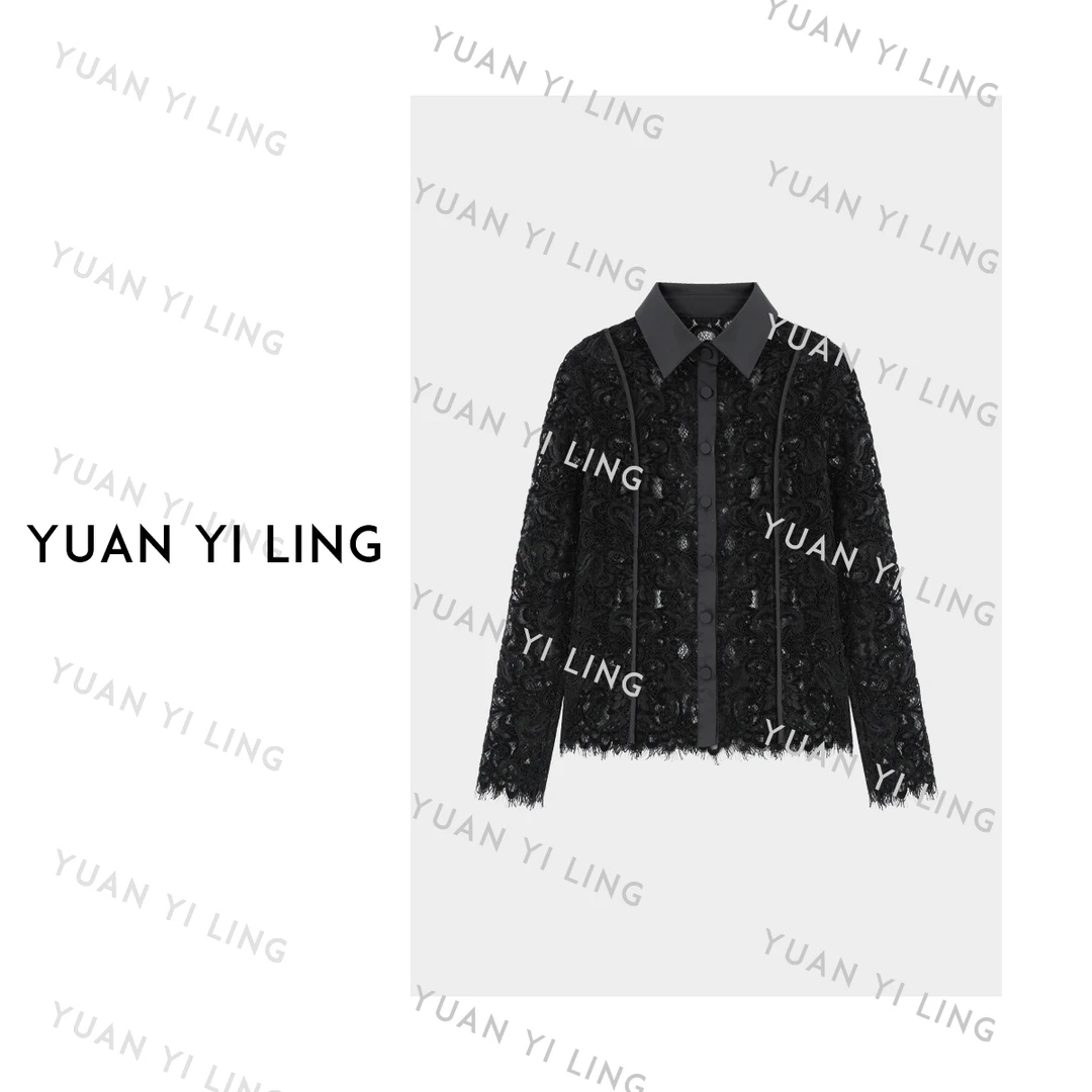 袁艺灵【蕾丝物语】25秋季重工蕾丝拼接设计感长袖衬衫3042
