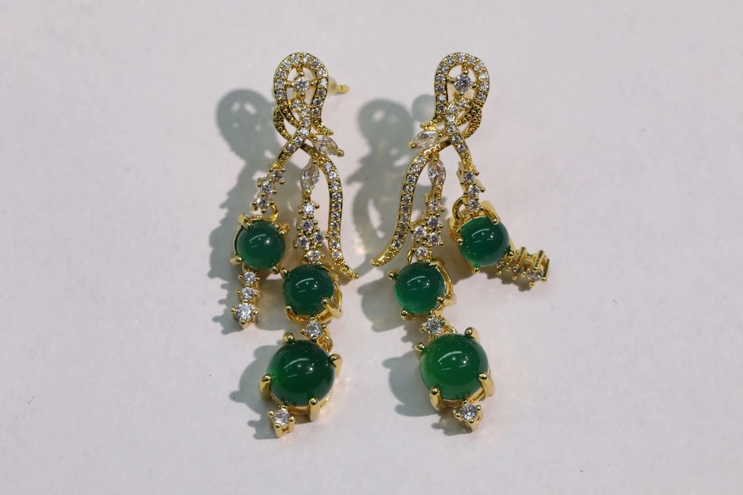 TYES364绿色翡翠耳饰