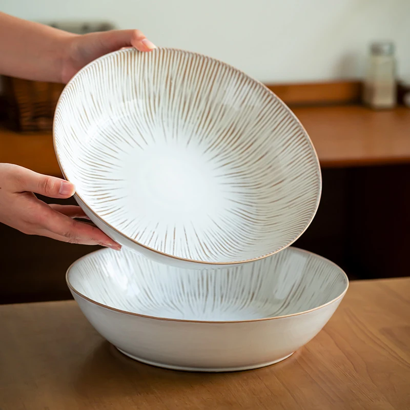 厚实大菜碗大号敞口碗家用餐具陶瓷沙拉碗厨房大汤碗客厅水果盆