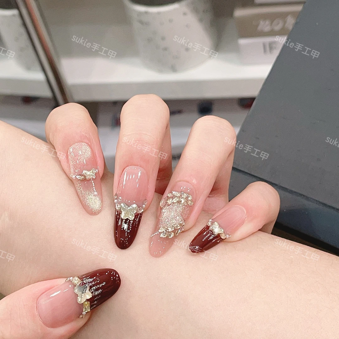 【麦穗】 纯手工定制穿戴甲美甲贴片可拆卸假指甲贴10片新款