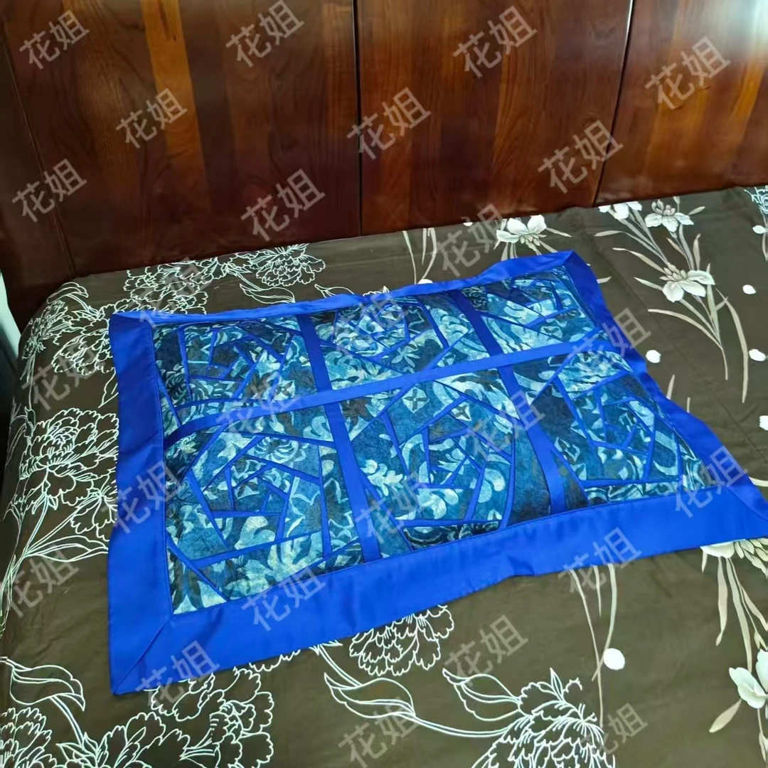 香云纱拼接玫瑰花枕头（材料包）不是成品