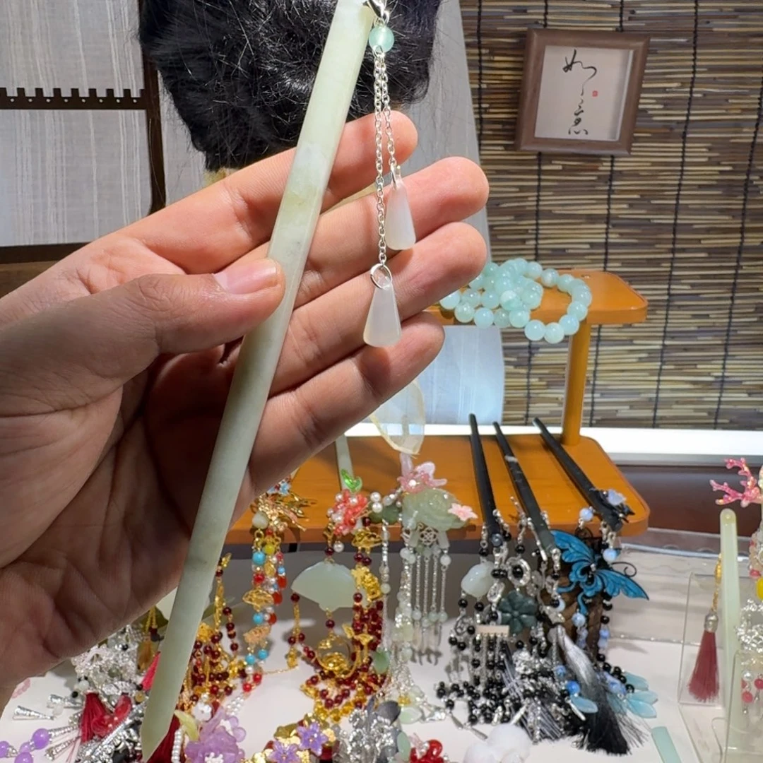 蛇纹石玉合金发饰