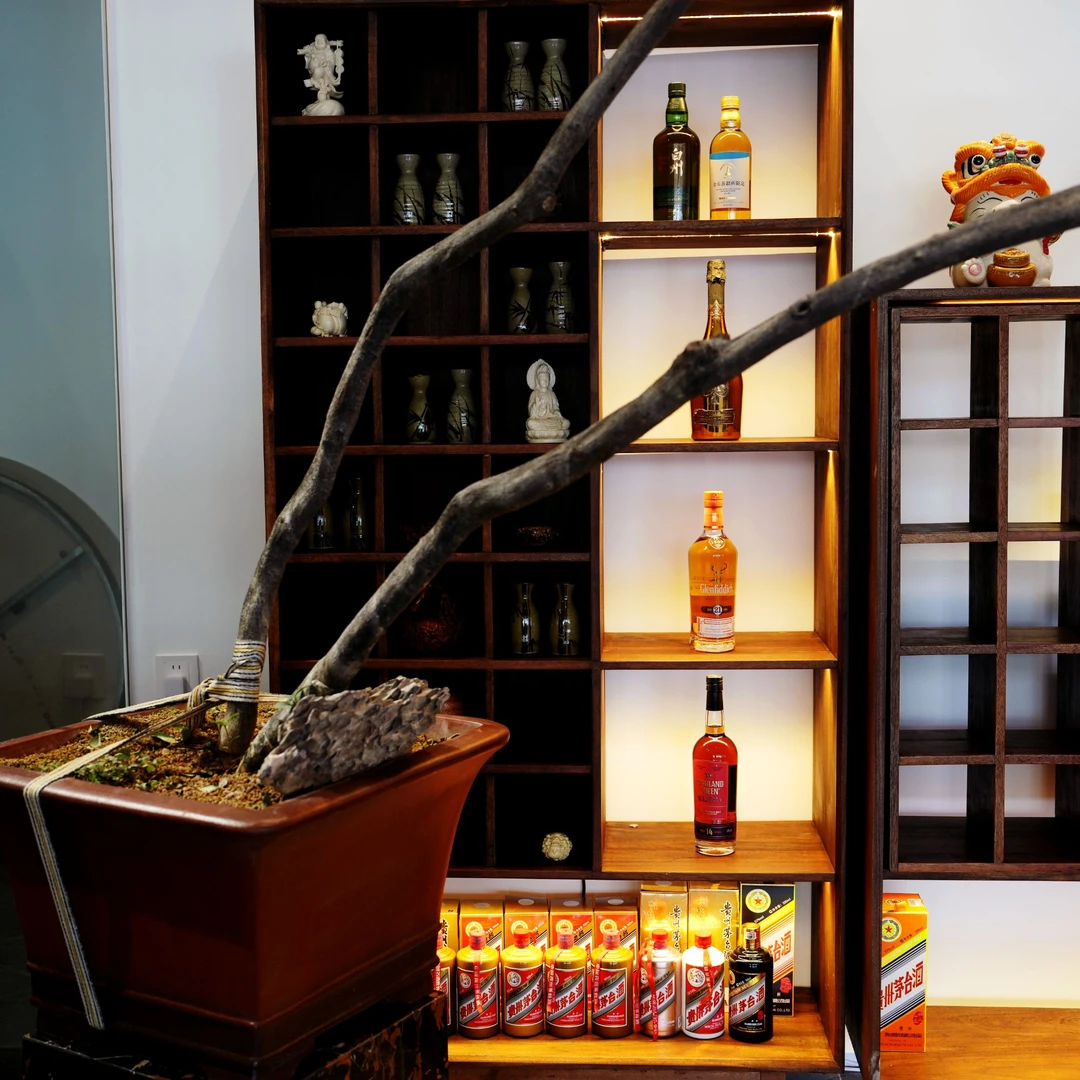 【老高】老槠木置物柜实木茶室柜新中式收纳柜长100*高200*33