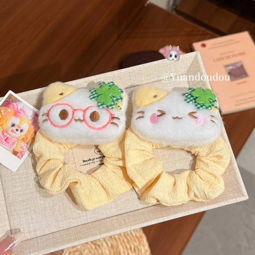 【曲奇】四叶草幸运小猫发圈发绳可爱卡通表情猫咪皮筋丸子头头绳