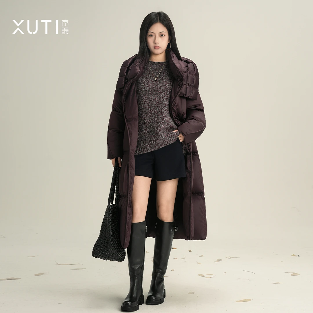 序缇『冬日恋歌』95白鹅绒连帽羽绒服女中长款外套H317-25959
