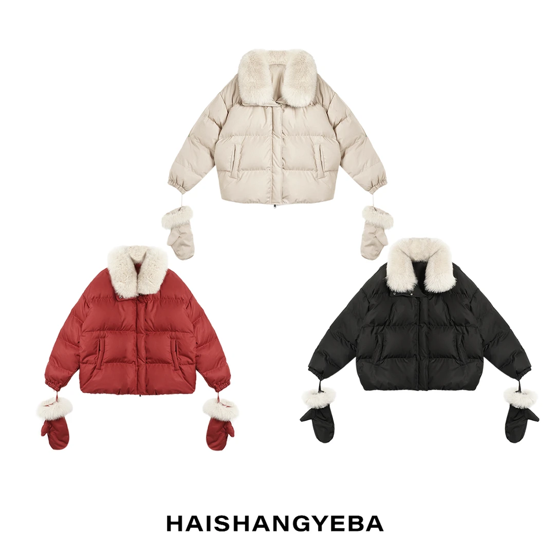 【海上叶爸】新款2025秋冬百搭90白鹅绒宽松厚款韩版保暖羽绒服
