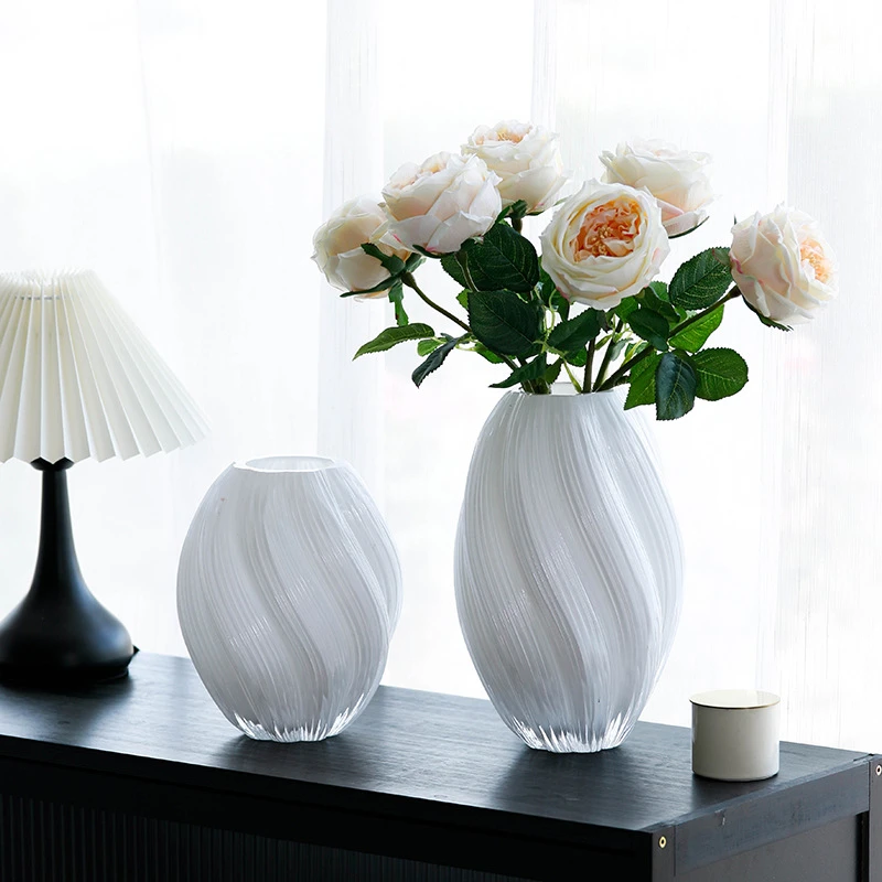 新款高档轻奢大号麦芽糖玻璃花瓶插花鲜花仿真花器客厅餐桌