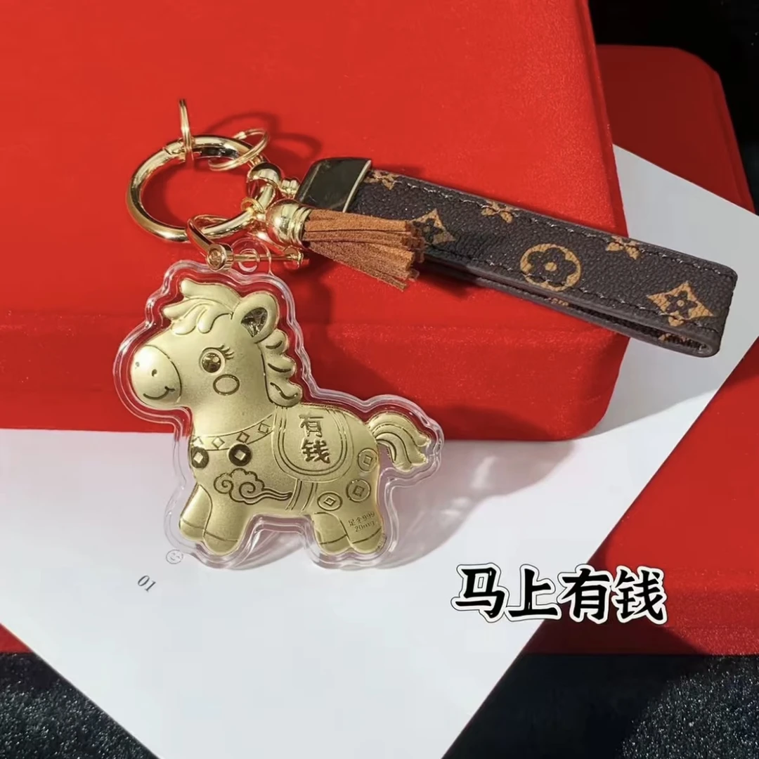 含金工艺品水贝爆款 马上有钱钥匙扣 包包挂件送女友生日礼物