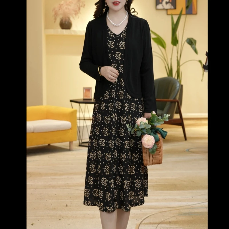 （运费险）2025女装连衣裙气质夏季百搭裙子加外披套装蕾丝时尚碎