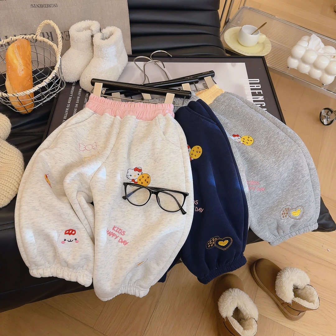 2025冬季女童卫裤新款秋冬运动束脚加绒裤+常规卫裤休闲舒适长裤