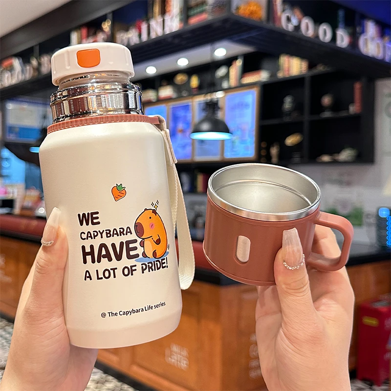 卡皮巴拉保温杯高颜值316不锈钢直饮水杯大容量学生泡茶杯子带盖