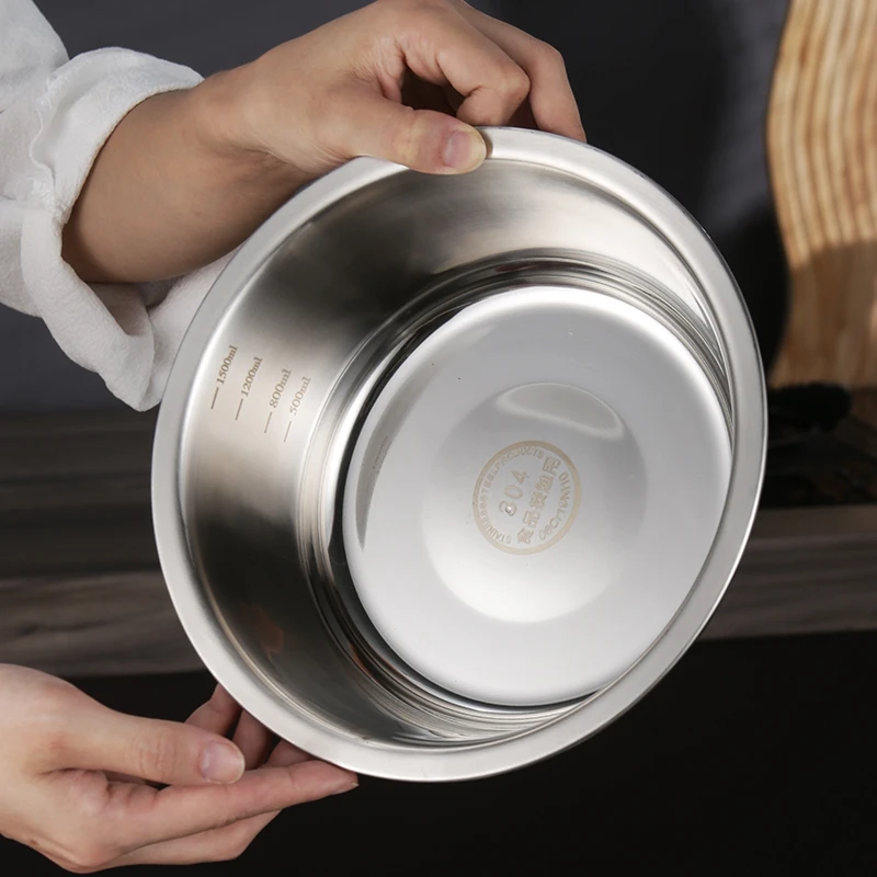 304不锈钢浅款汤盆特厚面碗打蛋盆多功能厨房菜盆家用食堂高颜值