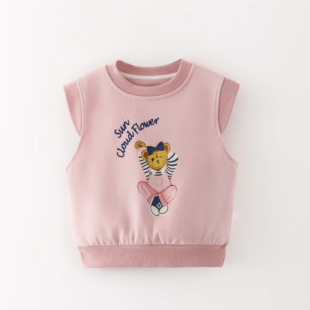 儿童背心无袖上衣男女中小童慵懒熊马甲YQ115