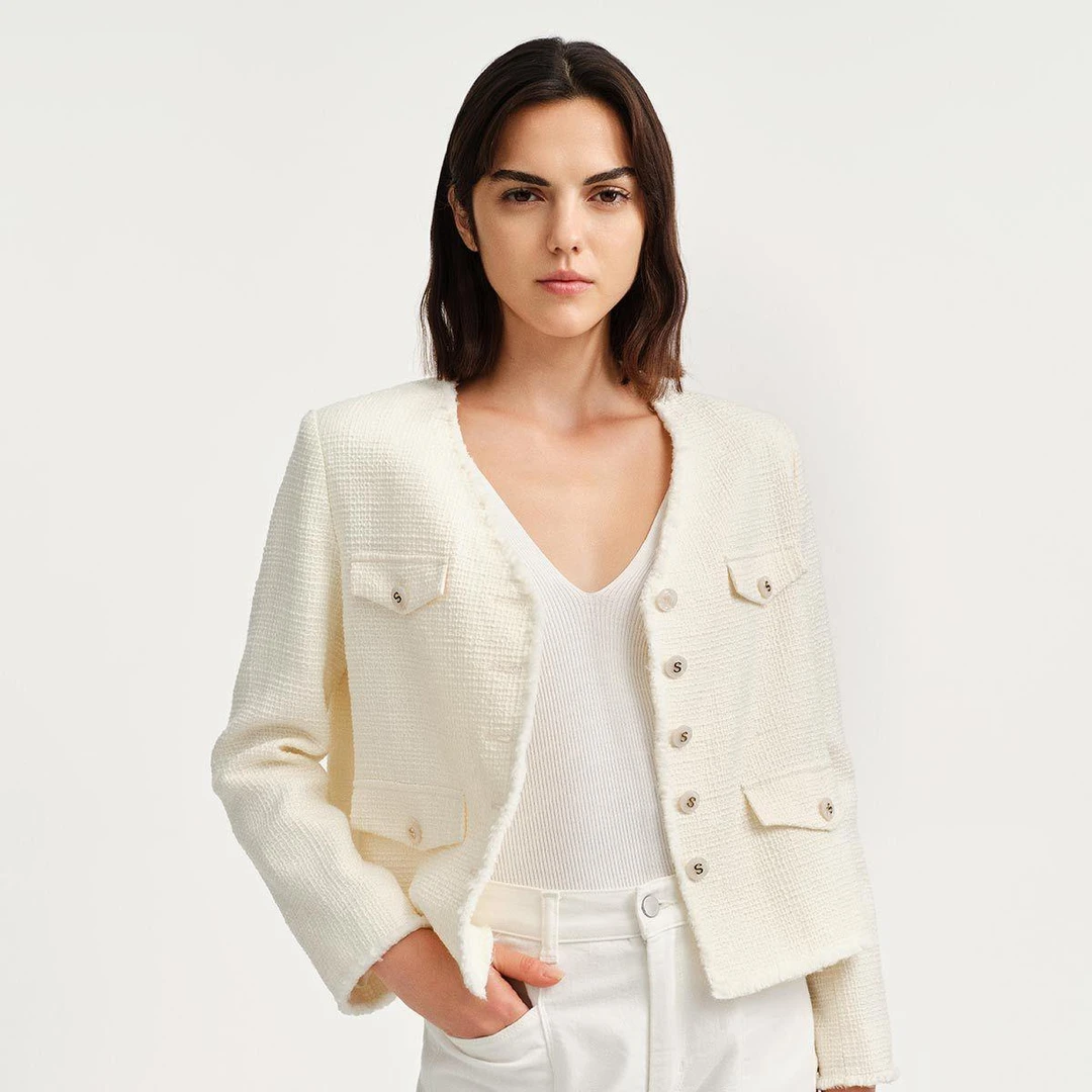 FALMEIG-萝家春夏法式优雅粗花呢小香风外套T02700