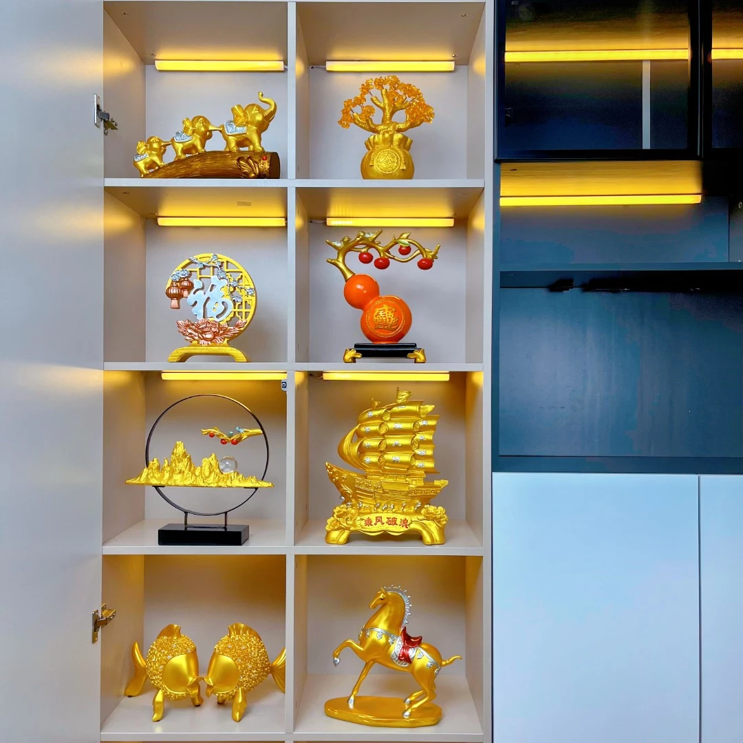 新中式高颜值乔迁新居装饰八格礼物工艺品客厅家居电视柜酒柜摆件