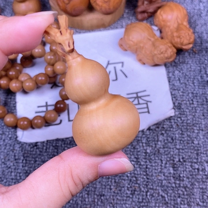 檀香木手串/手链老山檀香雕刻龙头大葫芦