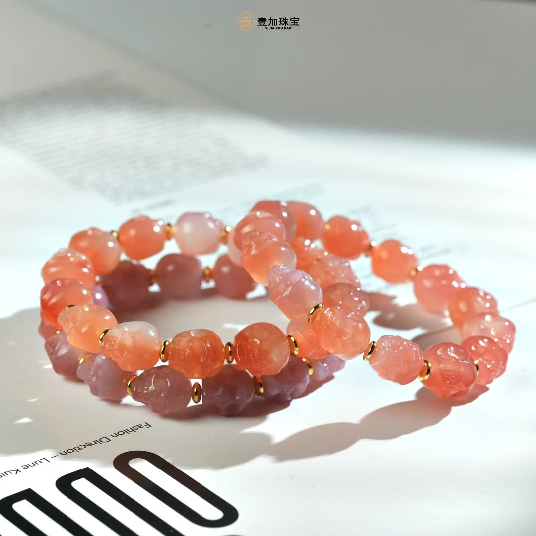 壹加林妹妹 | 玛瑙粉阿呆手串多样性发一