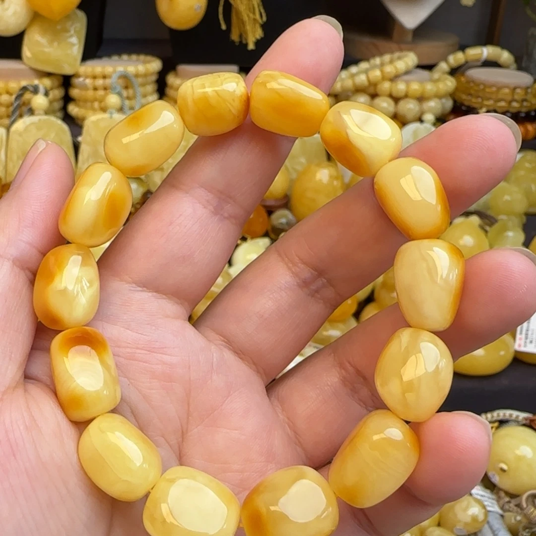 手串蜜蜡未镶嵌波罗的海原皮俏色蜜蜡随形手串
