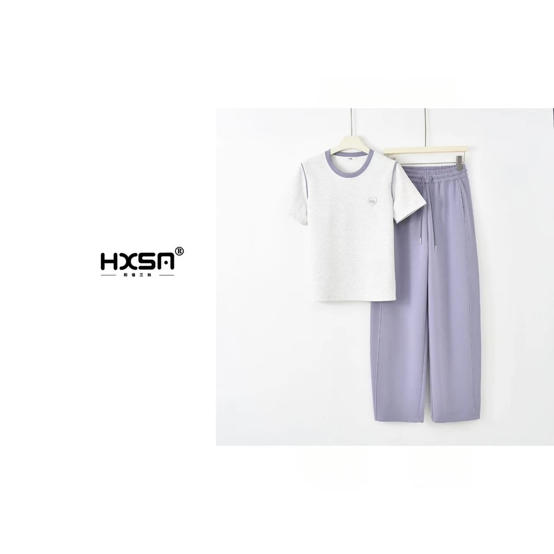 （现）HXSM「曼巴棉鸡蛋套装」夏减龄百搭短袖套装1236