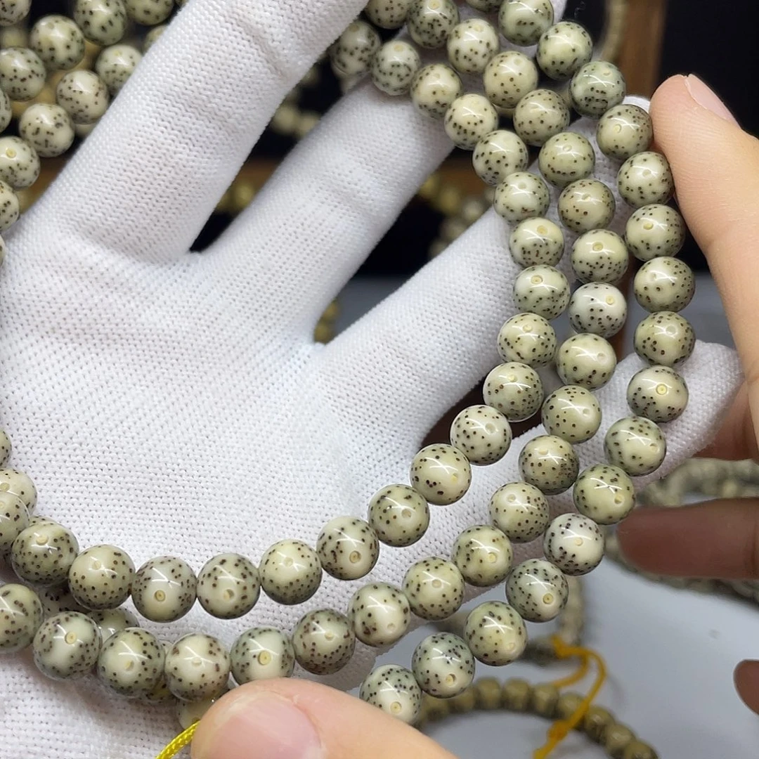 星月菩提手串8圆珠，冰糖双留白