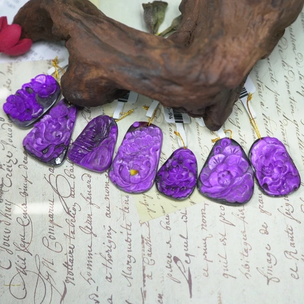 舒俱来雕刻女士男士紫色吊坠050