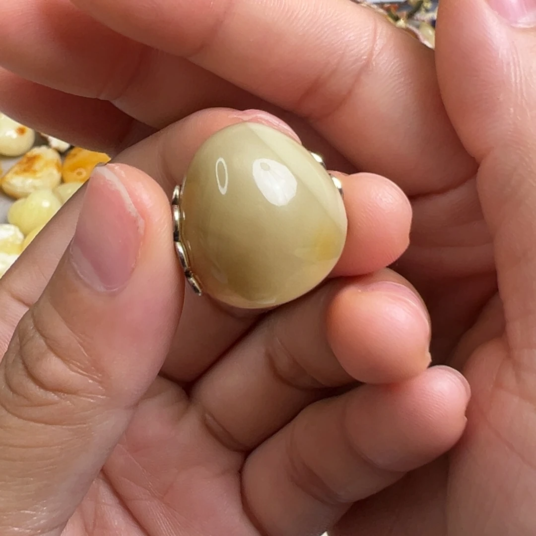 蜜蜡银S925镶嵌裸石蜜蜡