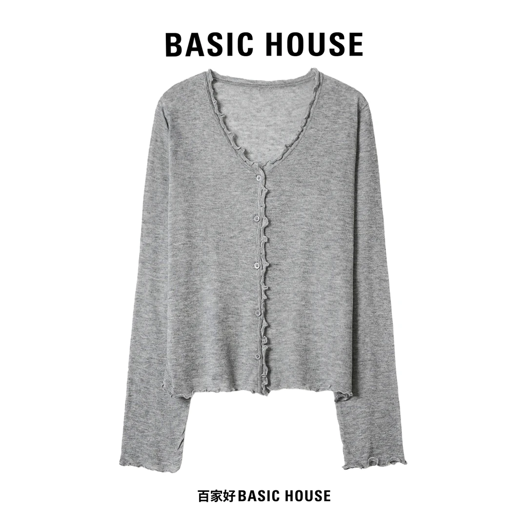 Basic House/百家好2025年秋季新款单排扣长袖针织衫2942 MM