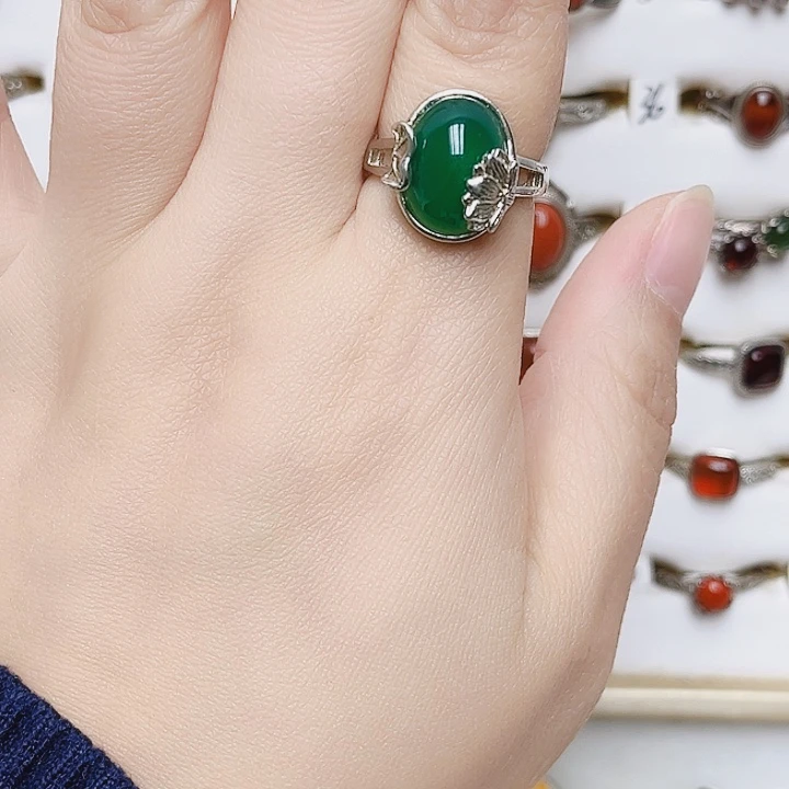 玛瑙/玉髓银S925镶嵌戒指