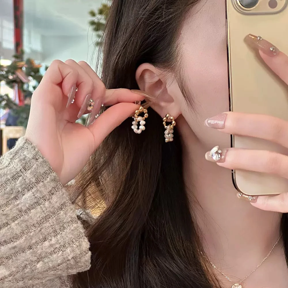 十里间【圈珠】法式浪漫淡水珍珠圈圈耳环百搭气质耳钉