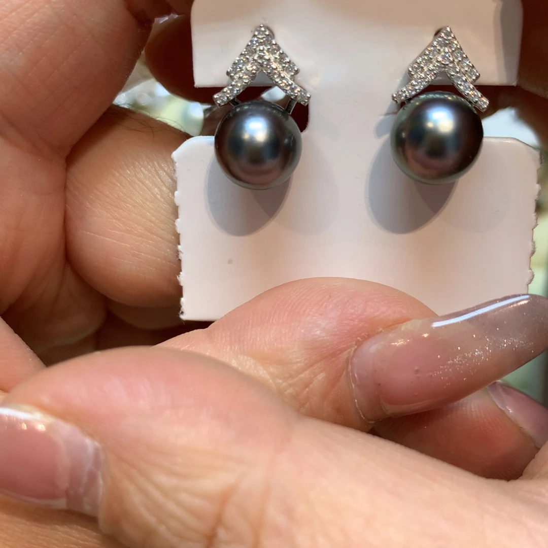 海水珍珠耳饰银S925镶嵌