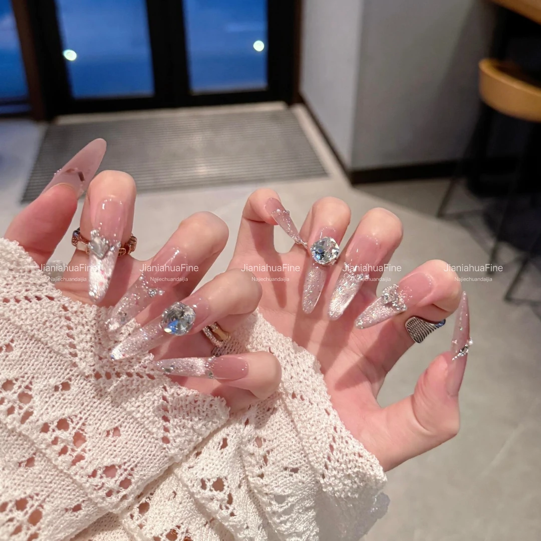 纯手工穿戴甲美甲冰莓式细气质狗秋冬长款防水猫眼甲片穿戴美甲