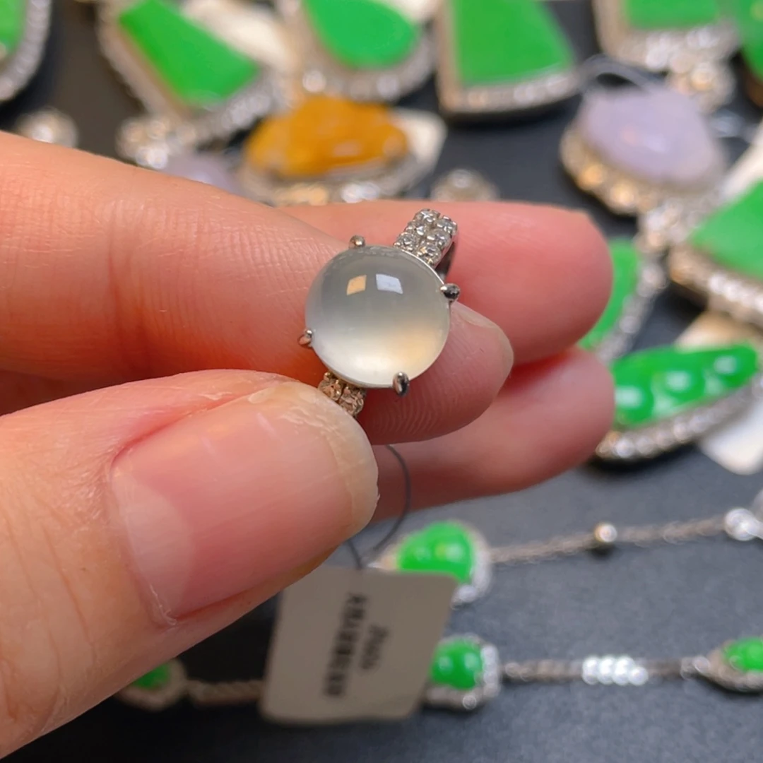 翡翠银S925镶嵌吊坠(不含链)戒指