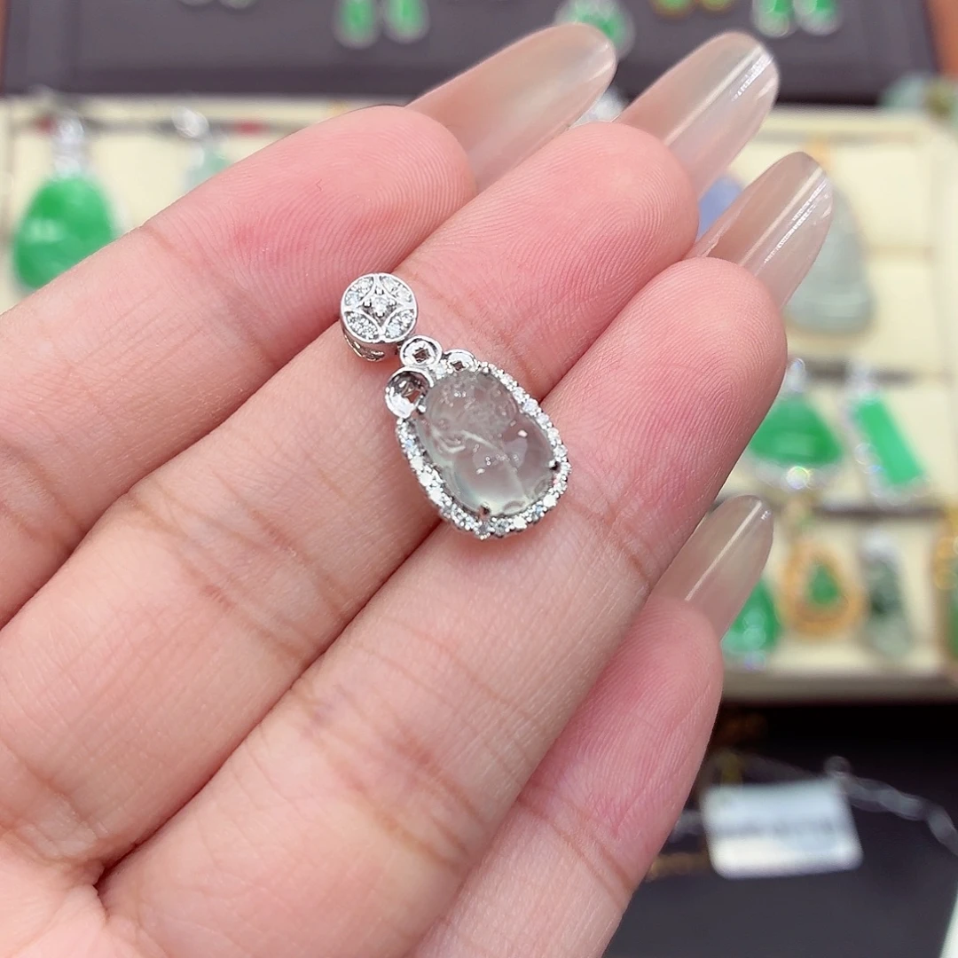 翡翠18K金镶嵌吊坠(不含链)