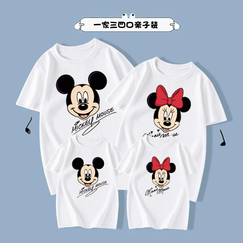 2025夏季新款亲子装一家三口家庭全家装时尚卡通印花母女母子装潮