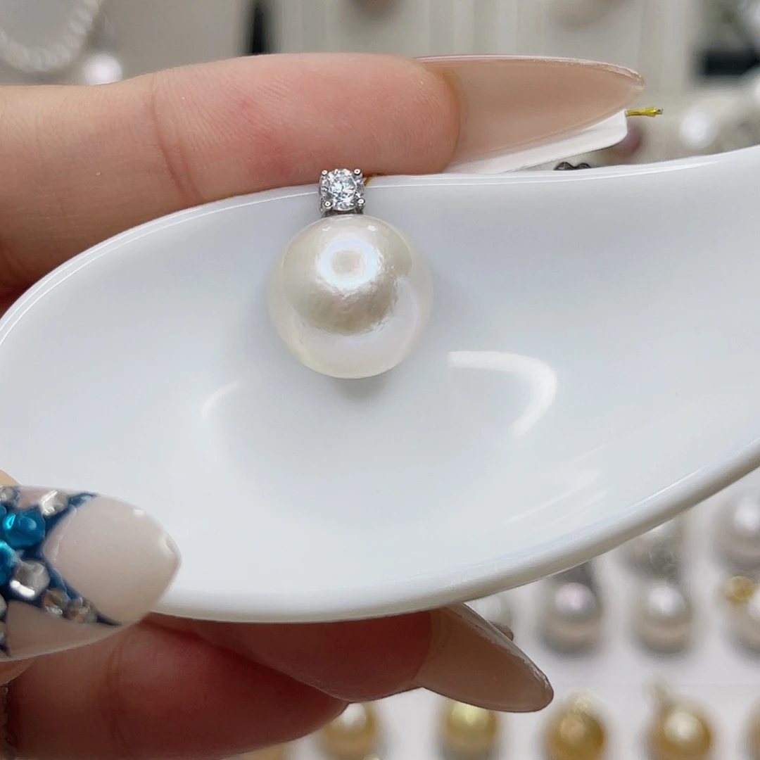 淡水珍珠银S925镶嵌吊坠(不含链)