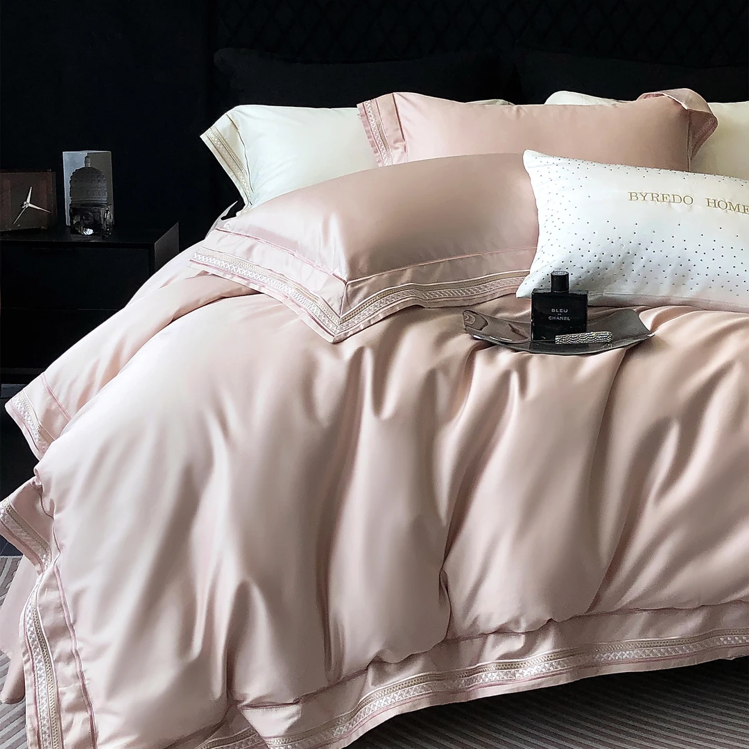 【全棉贡缎刺绣四件套】轻奢CR工艺床单床上用品